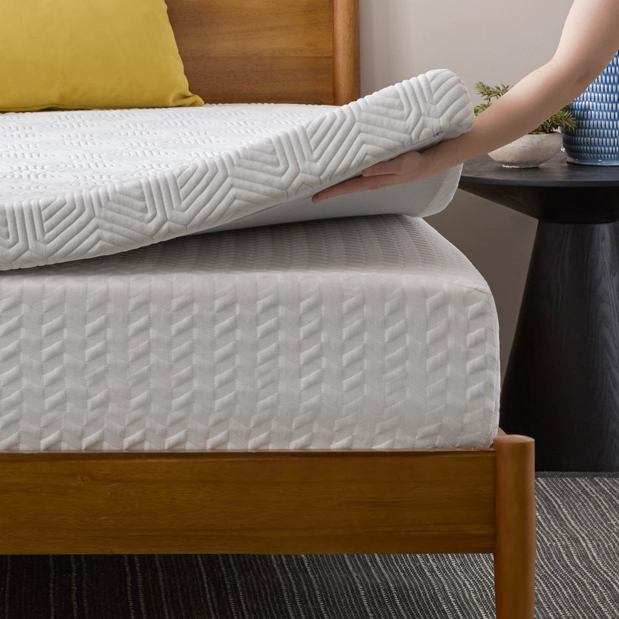 Lucid Charcoal and Gel Covered Memory Foam Mattress Topper, 3 inch, King