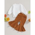 thumbnail image 4 of CIYCuIT Kids Baby Girl 2Pcs Halloween Outfits Long Sleeve Letter Pumpkin Print Sweatshirt + Flared Pants Sets Toddler Fall Casual Daily Clothes 6M-4T, 4 of 9