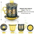 thumbnail image 3 of YURROAD Chinese Dragon Pattern Tea-Mug with Strainer Infuser and Lid and Saucer Ceramic Tea Mug Convenient System Chinese Porcelain Personal Tea Cup 13.5oz(400ml) - DARK GREEN TC400, 3 of 7
