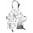 thumbnail image 1 of Toga Party Apron Ancient Roman Period Icons Caesar Colosseum Gladiator and Map Sketch Art, Unisex Kitchen Bib Apron with Adjustable Neck for Cooking Baking Gardening, Black and White, by Ambesonne, 1 of 3