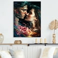 thumbnail image 2 of Designart Loving Couple Kissing Floral Design II Canvas Wall Art, 2 of 5