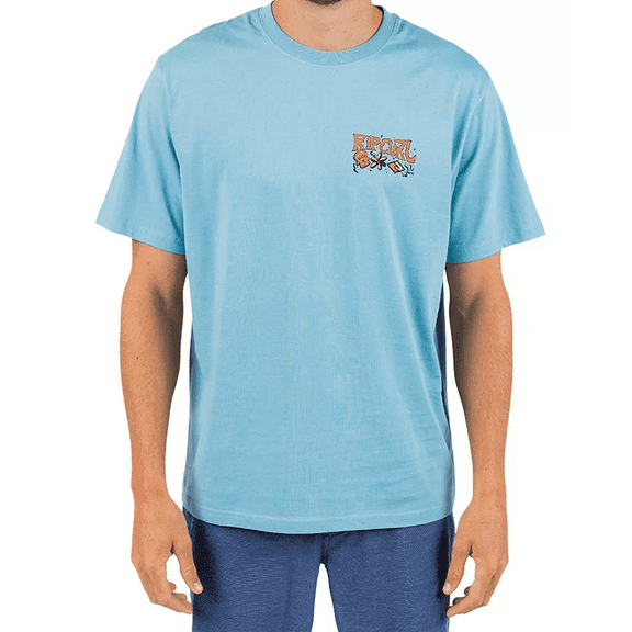 Rip Curl DUSTY BLUE Men's Pushin Daises Tee, US Large