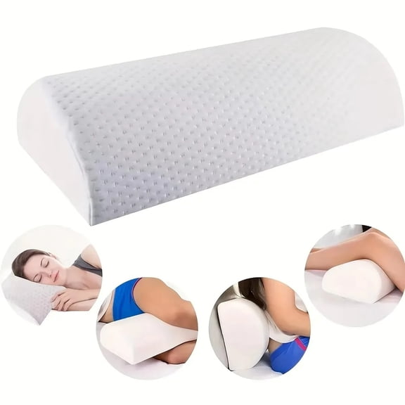 Half Moon Roll Support Pillow, Viscoelastic Memory Foam Crescent Pillow with Washable Cover, Multi-use Lumbar Knee Leg Neck Pillow, Relieve Back Waist Fatigue for Sleeping, Rest & Pain Relief