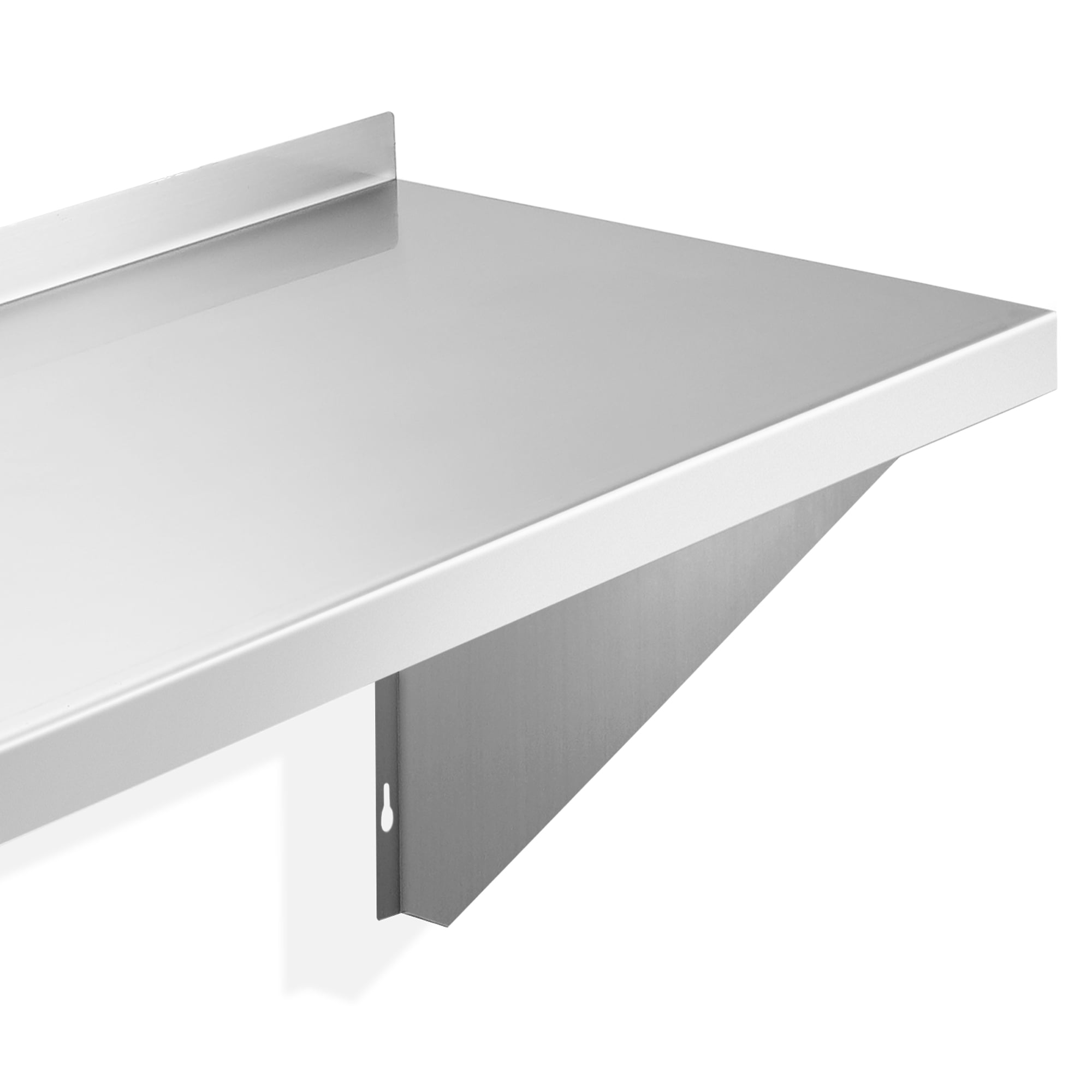 KUTLER 14" x 60" Stainless Steel Shelf, NSF Commercial Wall Mount Shelving w/ Backsplash, Floating Metal Mounted Shelves for Restaurant, Kitchen, Home
