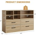 thumbnail image 5 of Garvee Modern 4-Drawer Dresser with Adjustable Storage Shelves, TV Stand & Organizer, 6 Open Cubbies, 47" Chest of Drawers for Bedroom, Living Room, Hallway, Oak, 5 of 8