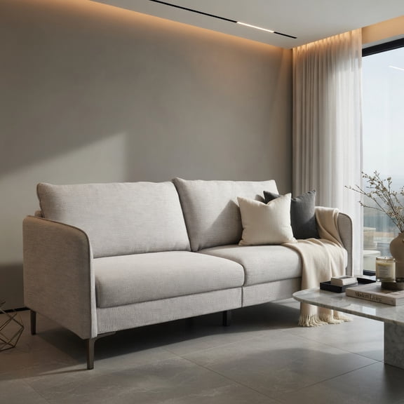 Resenkos Modern 76 Inch Loveseat Sofa Couch for Apartment Dorm with Metal Legs-Gray, Couch for Living Room, Loveseat Sofa for Small Spaces, Living Room, Office, Soft Couch Easy to Install