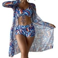 thumbnail image 4 of Women Bikini Set Ins 3 Piece Swimsuits Spaghetti Strap with Long Sleeve Cover Up, 4 of 9