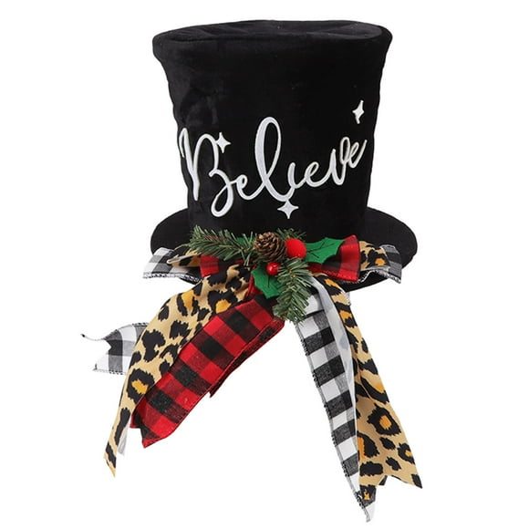 Top Hat Christmas Tree Topper, Christmas Trees Top Decorations Ornaments for Holiday Home Decor Xmas Gift Ideas