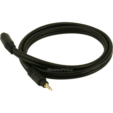 UPC: 0844660055860 | Monoprice 5586 3 ft. Premium 3.5 mm. Stereo Male to 3.5mm Stereo Female 22AWG Extension Cable – Gold Plated – Black