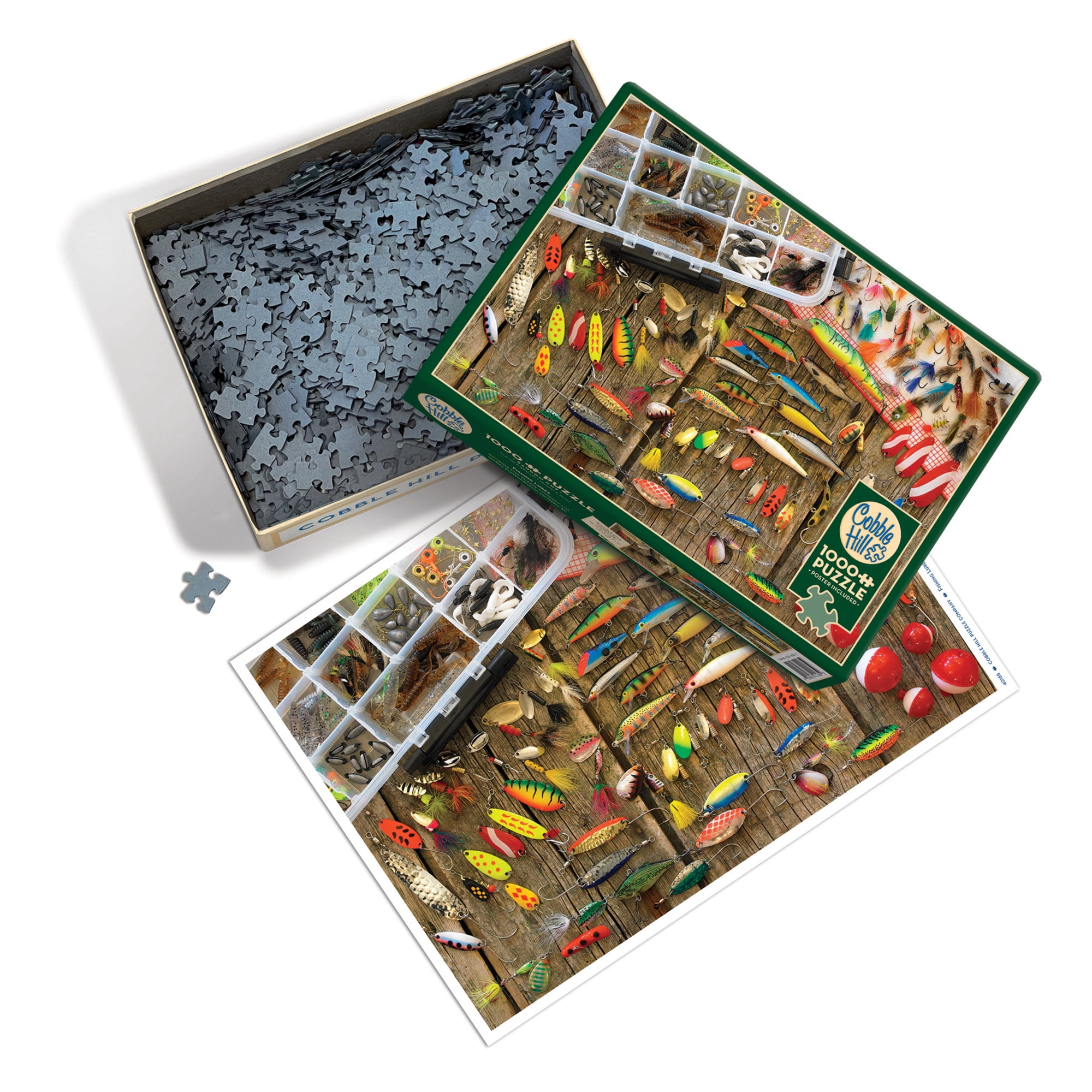 Cobble Hill 1000 Piece Puzzle: Fishing Lures - Reference Poster Included, High Quality Jigsaw, Earth Friendly Materials