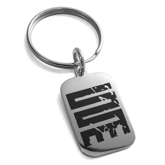 Stainless Steel Ancient Tribal Initiative Rune Engraved Small Rectangle Dog Tag Charm Keychain Keyring