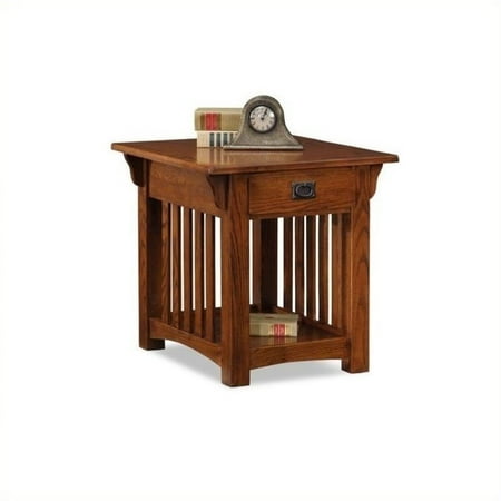 - Bowery Hill Mission End Table with Storage Drawer and Shelf in Oak