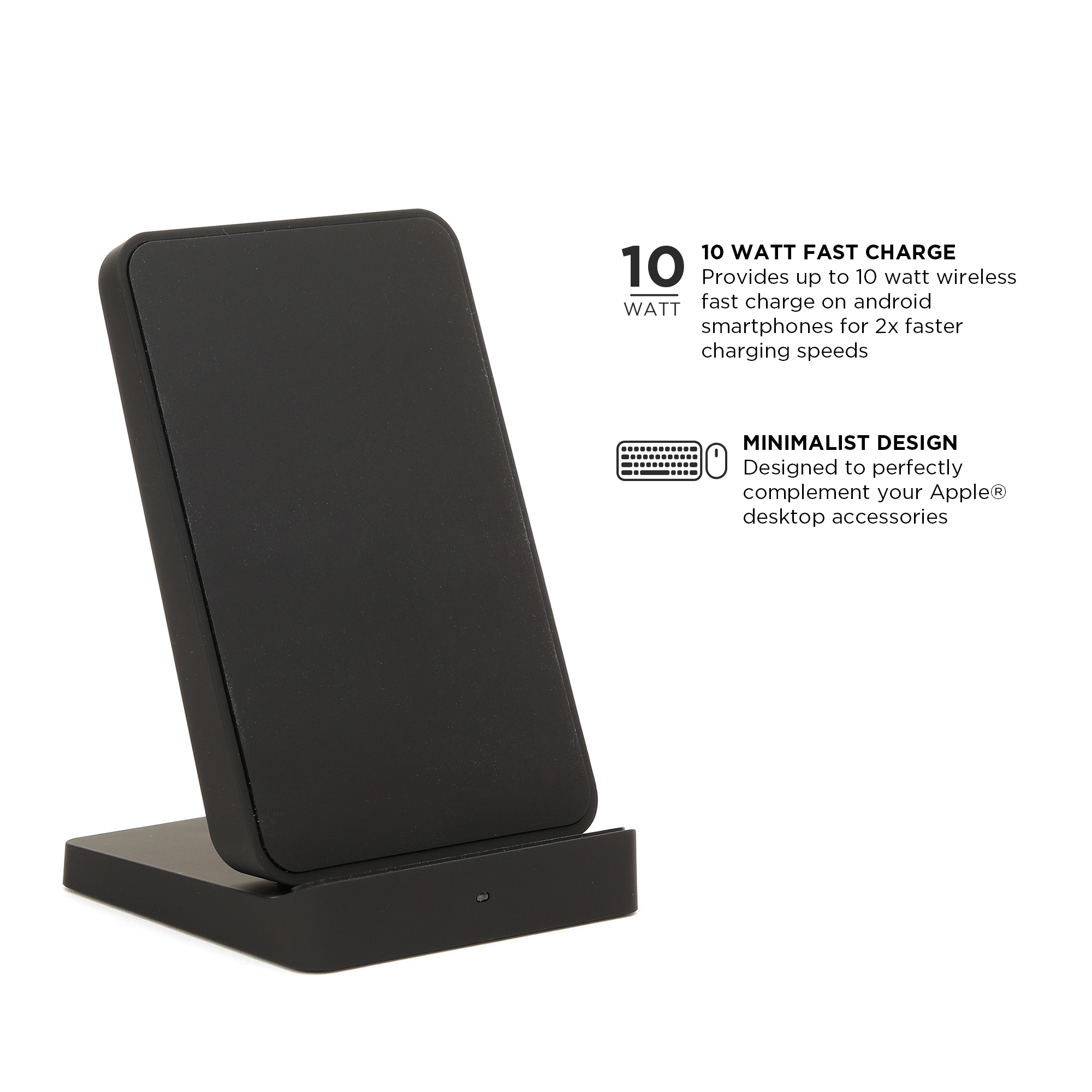 iHome Wireless Charging Stand: Qi Certified Fast Charge Station: 7.5W for iPhone 11, 11 Pro, 11 Pro Max, XR, Xs Max, XS, X, 8, 8 Plus, or 10W Galaxy S10 S9, Note 10 Note 9 - image 2 of 3