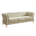 thumbnail image 2 of Chesterfield Button Tufted Velvet Sofa, 3 Seats Upholstered Couch With Gold Metal Legs For Living Room Office Apartment, 2 of 11