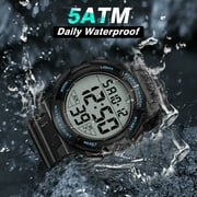 Mens Digital Sports Watch With Stopwatch/Alarm/Dual Time/ LED Backlight Outdoor Sports Waterproof Watch PU Strap Gifts for Man Christmas Gifts
