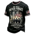 thumbnail image 2 of Never Forget 911 Patriotic Tee for Men with 25th Anniversary Print and Cotton Fabric Featuring 9/11 Memorial Shirts for Remembrance Ceremonies Church Services Dark Gray S, 2 of 4