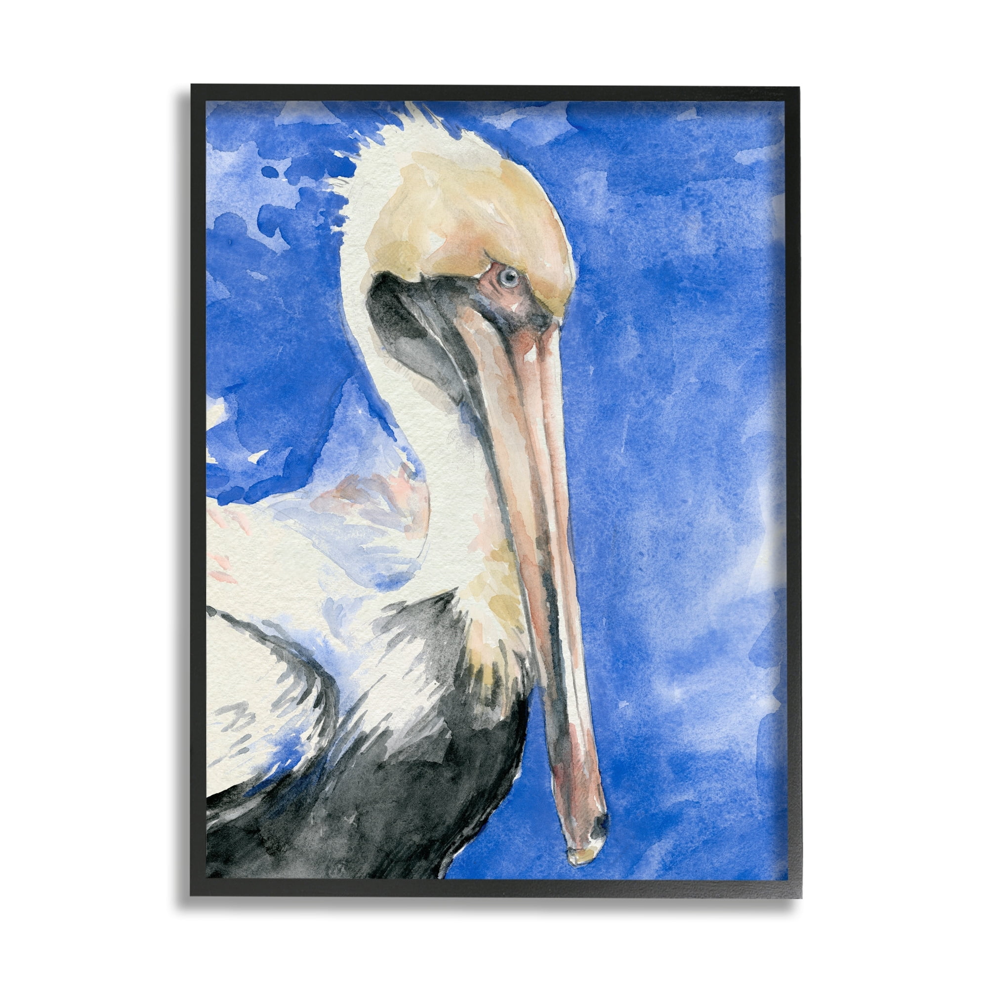 Stupell Industries Elegant Pelican Bird Tucked Beak Bold Blue Painting Painting Gray Framed Art Print Wall Art, Design by Jennifer Paxton Parker