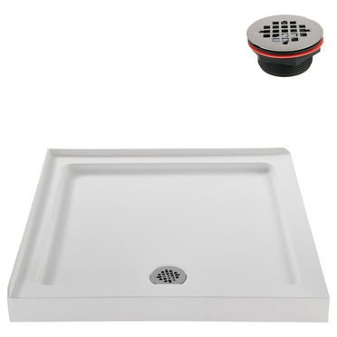 Streamline NT-251-36WH-LF 36 in. x 36 in. Corner Acrylic Shower Base in Glossy White with Left Hand Drain, ABS Drain Included