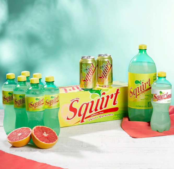 Squirt Caffeine Free Citrus Soda Thirst Quencher, 2 Liter Bottles, 4 Pack