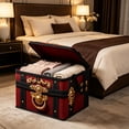 thumbnail image 4 of Cififendec Christmas Vintage Treasure Chest Storage Bin, 19.69"×13.78", Fabric Organizer with Pirate Trunk Print for Clothing Storing and Toy Space Arranging, 4 of 6