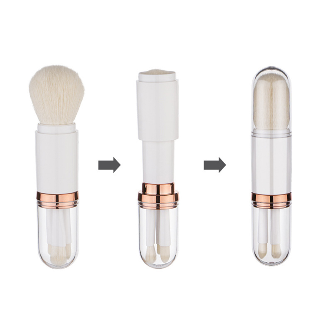 ZEEQJ 4 in 1 Small Makeup Brush Set Retractable Mini Facial Cosmetic Makeup Brush Set