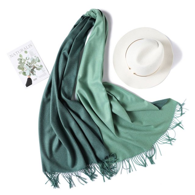 Bufanda de cachemira de dos tonos de doble cara, color sólido, cálida para mujer, otoño e invierno, bufanda para estudiantes