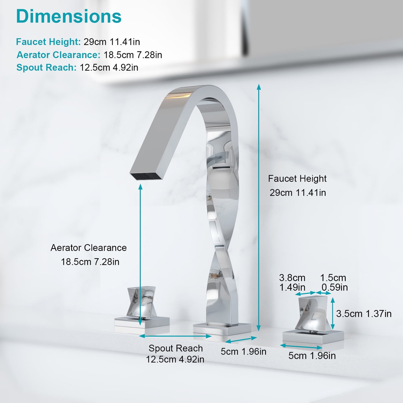 YZZY Widespread High Arc Bathroom Faucet Double Handle Brushed Chrome Lavatory Vanity Basin Faucet 3 Holes Modern Bathroom Sink Faucet