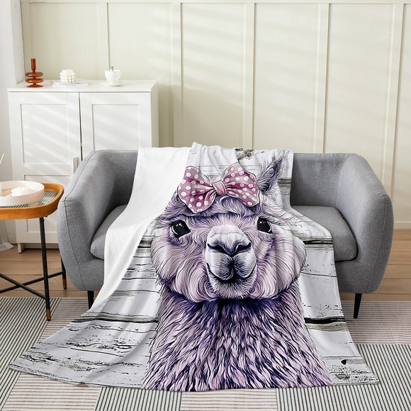 Erosebridal Teen Alpaca Bowknot Throw Blanket for Couch 40x50,Kawaii Animal Plush Blanket,Farmhouse Decor