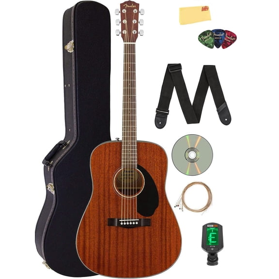 Fender CD-60S Solid Top Dreadnought Acoustic Guitar - All Mahogany w/ Hard Case
