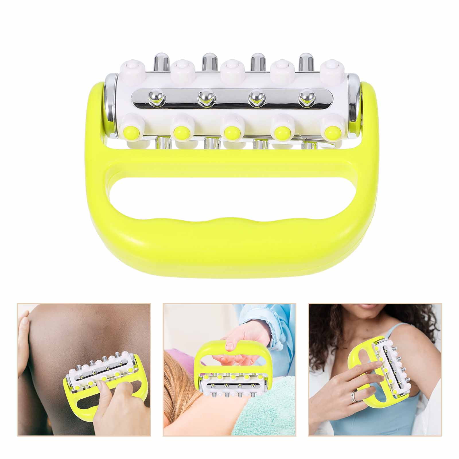 WRITWAA Portable Yellow Manual Muscle Massager Roller for Back Leg Neck and Foot Massage