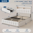 thumbnail image 2 of Yeshouse Estructura de cama con cabecero y 2 cajones de almacenamiento, estructura tapizada con luz LED, cama moderna y suave con toma de carga y USB, tejido de felpa suave, silenciosa, 2 of 9