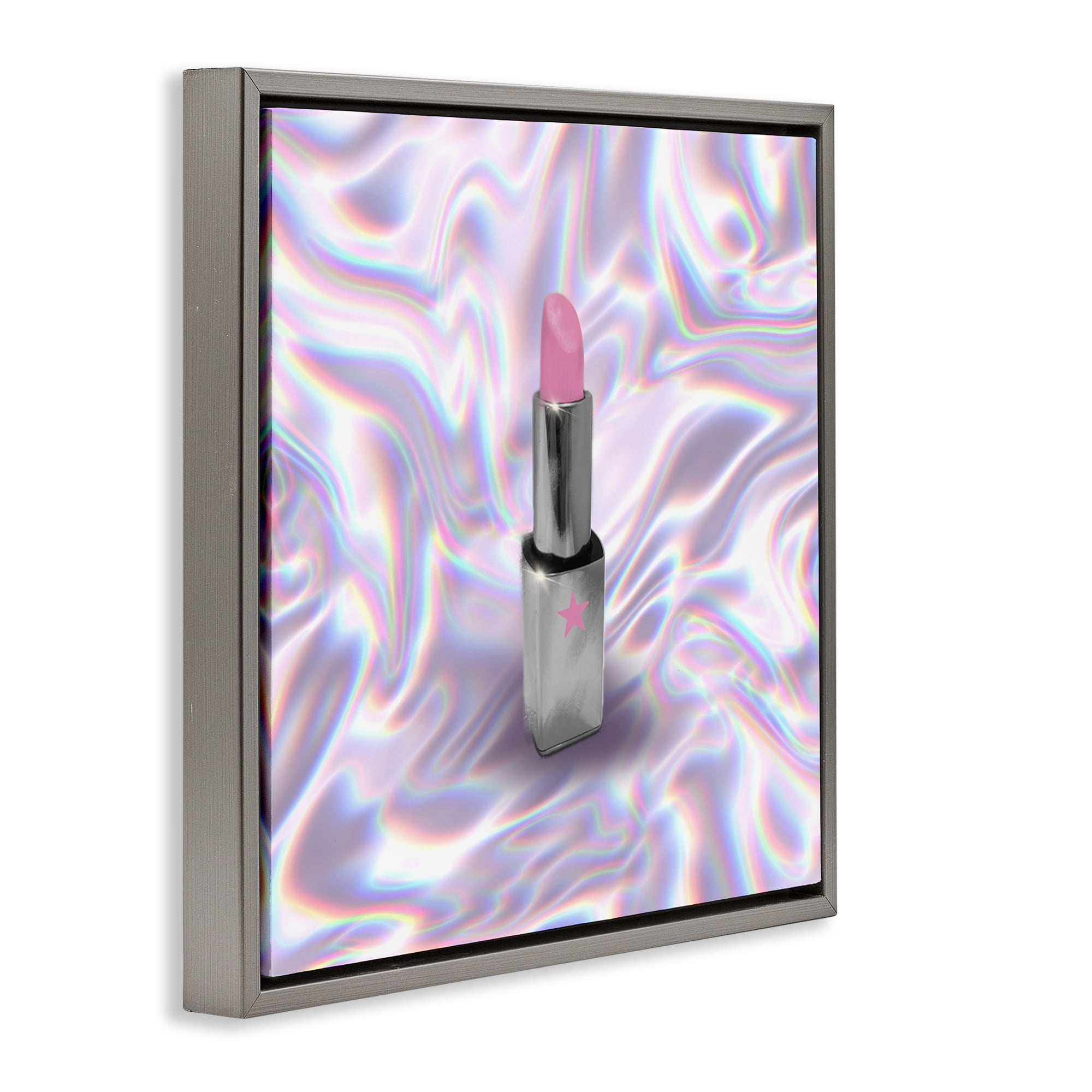 Stupell Industries Iridescent Icon Lipstick Gray Framed Floater Canvas Wall Art, design by Matthew Piotrowicz