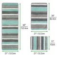 thumbnail image 4 of mDesign Striped Microfiber Bathroom Spa Mat Rugs/Runner, Set of 3 - Mint/Gray, 4 of 9