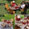 thumbnail image 4 of Christmas Poinsettia Round Tablecloth for 45-54 Inch Tables,Fitted Table Cover with Elastic Edge,Winter Xmas Red Floral Botanical Wooden Waterproof Outdoor Table Cloth Protector for Patio Dinner, 4 of 9