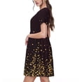 thumbnail image 2 of Susaid Gold stars luxury sparkling Pattern Women's Casual Floral Print Crewneck Short Sleeve A Line Boho Maxi Dress, 2 of 6