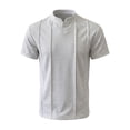 thumbnail image 2 of hoksml Men's Short Sleeve Collared T-Shirt, Vertical Seam Relaxed Fit Soft Top with Stand Mandarin Collar for Business Golf Daily Outdoor Casual Wear, 2 of 6