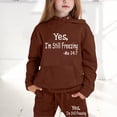 thumbnail image 2 of SUXIAN Children Boys and Girls Long Sleeve Letter Printed Lightweight Hoodie Sweatshirts and Long Pants Set Outfit Cozy Outfits Sweatsuits Sets Brown 160, 2 of 7