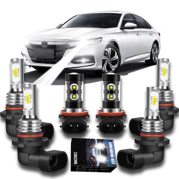 BMZONCC for Honda Accord 2006-2012 Combo LED Headlight High/Low Kit Fog Light 6000K