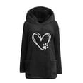 thumbnail image 4 of Wyobmus Womens Long Fuzzy Hoodies Winter Warm Hoodie Cozy Oversized Pockets Printed Hooded Blouse Long Sleeve Hooded Tops D-Black, 4 of 5