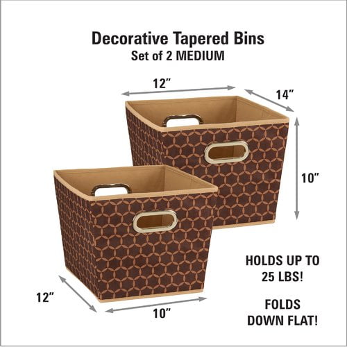 Household Essentials Medium Tapered Bins, 2Piece Set