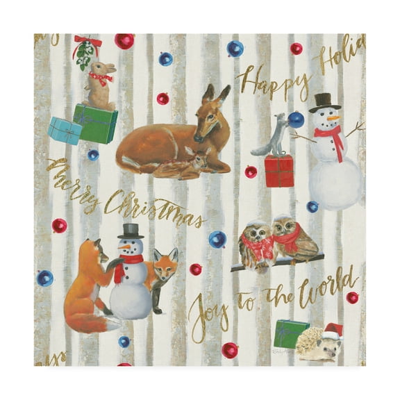 Trademark Fine Art 'Christmas Critters Bright Pattern IVB' Canvas Art by Emily Adams