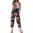 thumbnail image 6 of Stralyhd Bat Print Womens Overalls Halloween Party Sleeveless Jumpsuit Night Club Jumpsuits with Pockets Spooky Horror Print Long Pants Brown M, 6 of 7