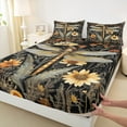thumbnail image 3 of jejeloiu Dragonfly Full Size Sheets,Retro Flower Floral Bed Sheets,Natural Plant Sheet Sets For Teens,Ultra Soft Home Decor,4pcs, 3 of 7