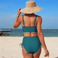 thumbnail image 7 of QURATI Swimwear Womens High Waisted Bikini Sets Swimsuits Crisscross Tie Back Bathing Suit Navy L, 7 of 7