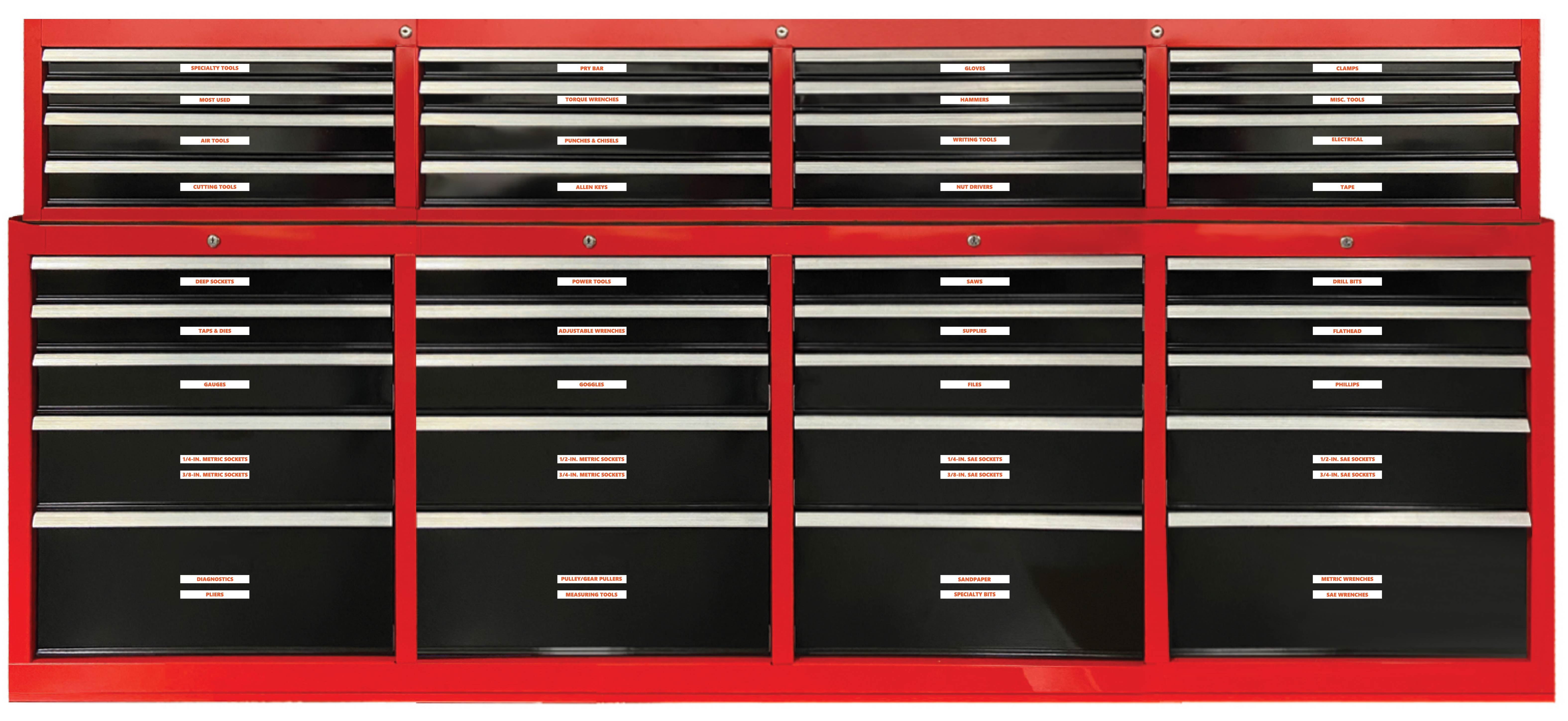 Toolbox Organizational Magnetic Labels Ultimate Set by DCM Solutions (Burnt Orange Inverted, 0.5"H x 4.5"W)