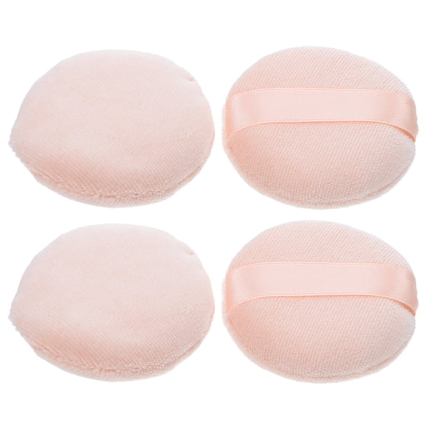 unbranded 4Ud Puff Redondo Rosado Para Maquillaje Con Esponja Para Aplicar Polvo De Uniforme Y Delicada