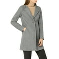 thumbnail image 3 of INSPIRE CHIC Women's Half Lapel Long Sleeves One Button Winter Mid-Length Overcoat L Grey, 3 of 7