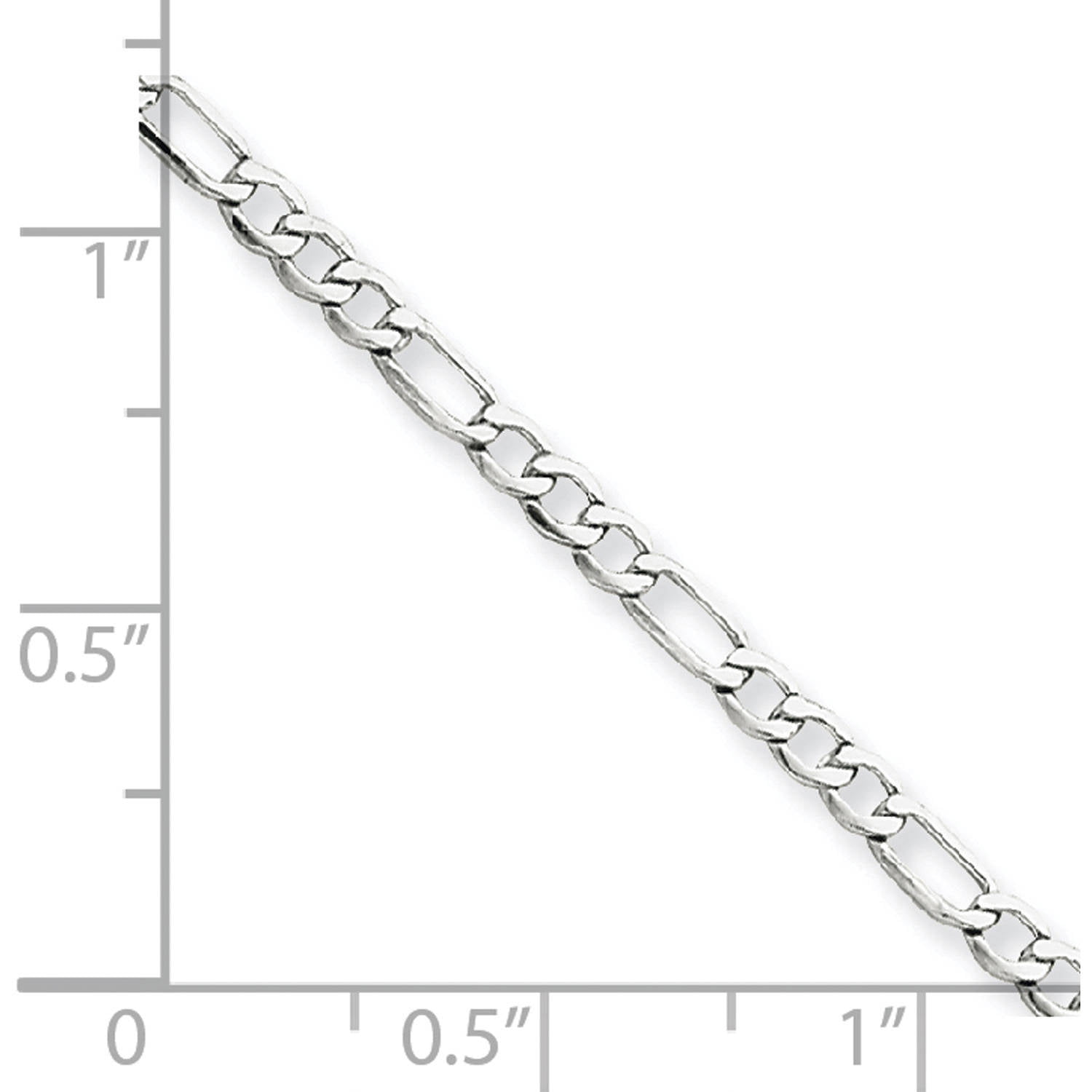 14k White Gold 2.50mm Lightweight Figaro Chain Necklace, 8" - 28"