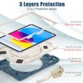thumbnail image 2 of ELEHOLD Heavy Duty Rugged Case for iPad 10.9" (2022) 10th Generation Three-Layer Protection Foldable Portable 360 Rotating Bracket Kickstand Handle Grip Shockproof Durable Case,Cornflowerblue, 2 of 7