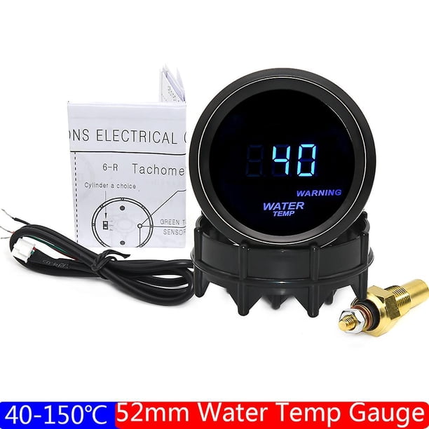 Smoke Lens Car Gauge 40-150 Celsius Water Temperature Gauge With Alarm 52mm Water Temp Sensor 1/8npt For Gasoline Car 12v